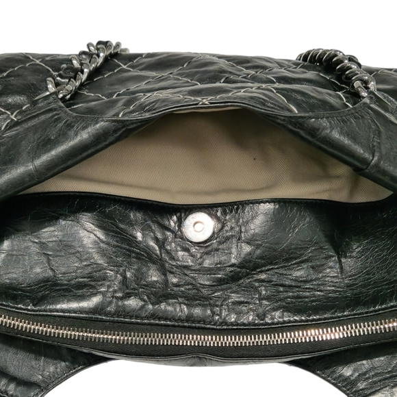 Chanel Black Double Stitched Quilted Leather Chain Bag - Picture 5 of 16